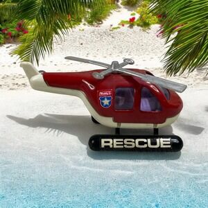 Vintage Buddy L Rescue Helicopter Diecast Toy Red Cream Made in Japan